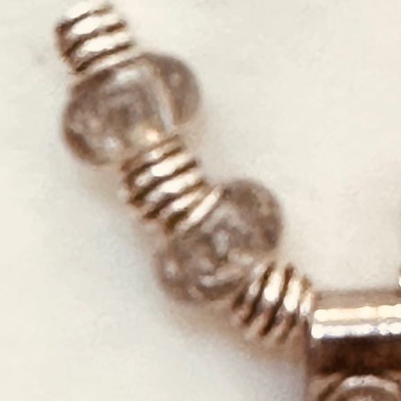 925 Sterling Silver Chain w/Whale/Mermaid Tail, Howlite & Cz. Pale Blue Beads. - Picture 2 of 4